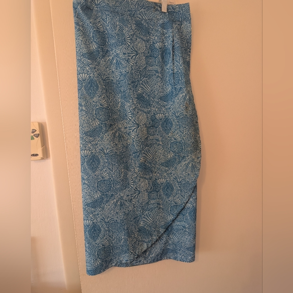Women's Blue Printed Midi Skirt